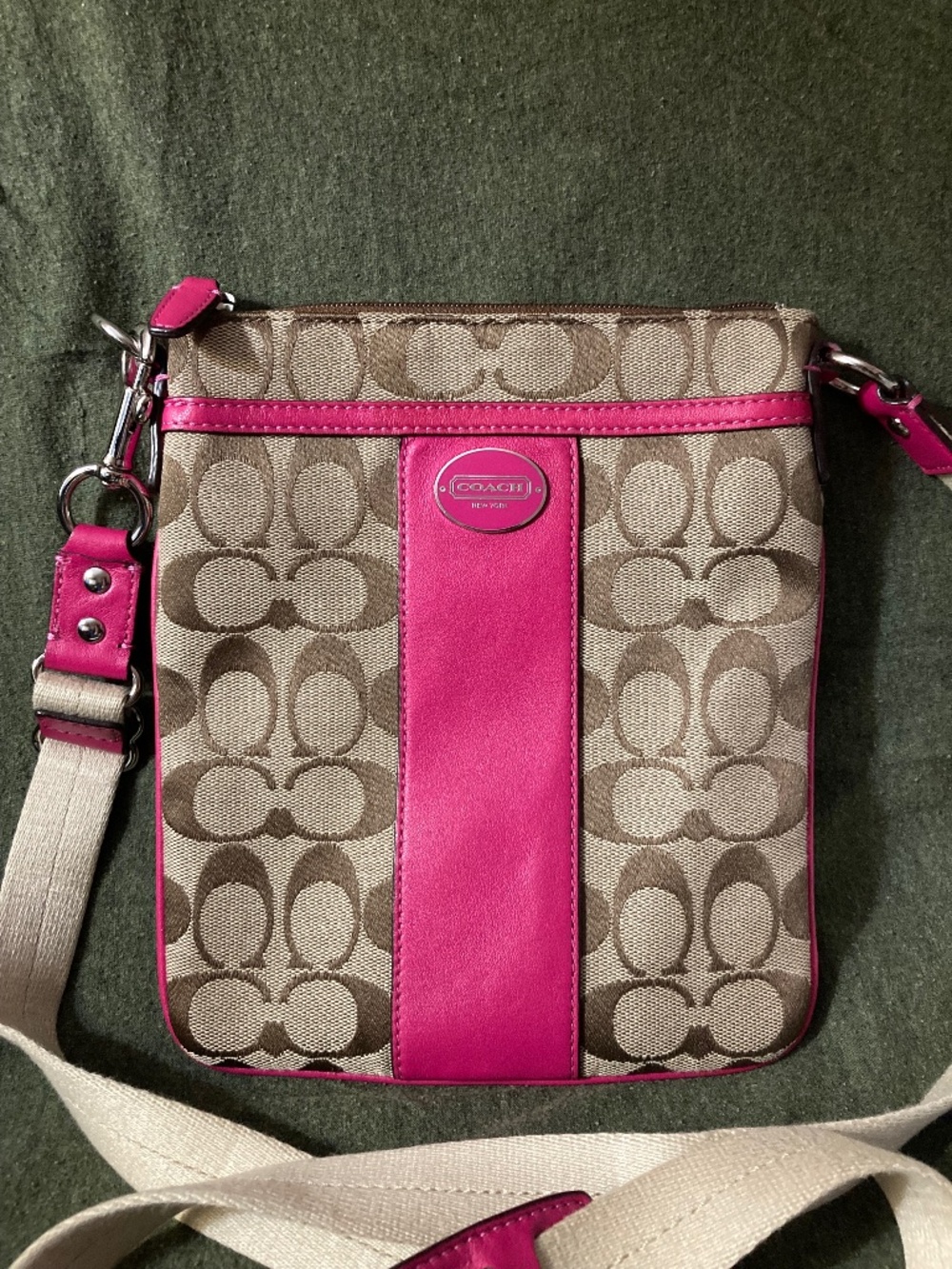 Coach Signature Tan Print Crossbody
